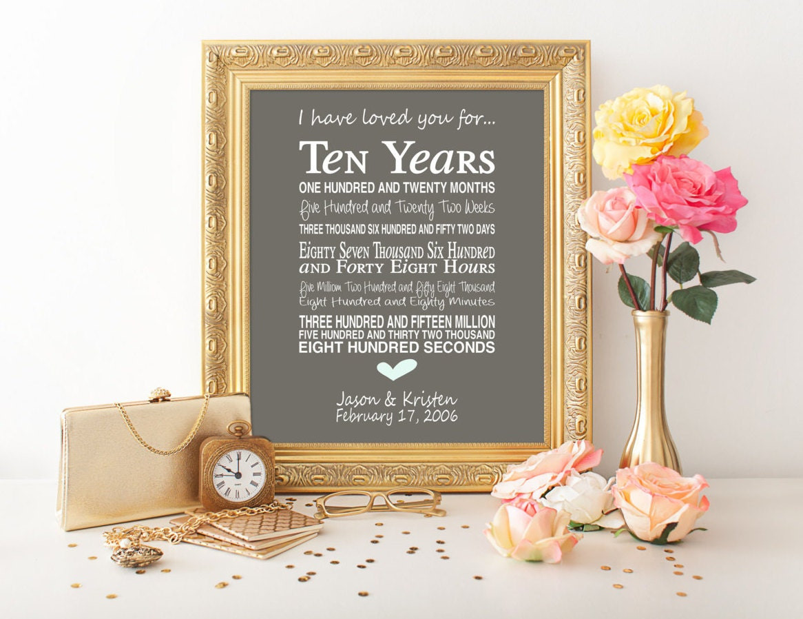 10Th Year Anniversary Gift Ideas
 10th anniversary t personalised anniversary print