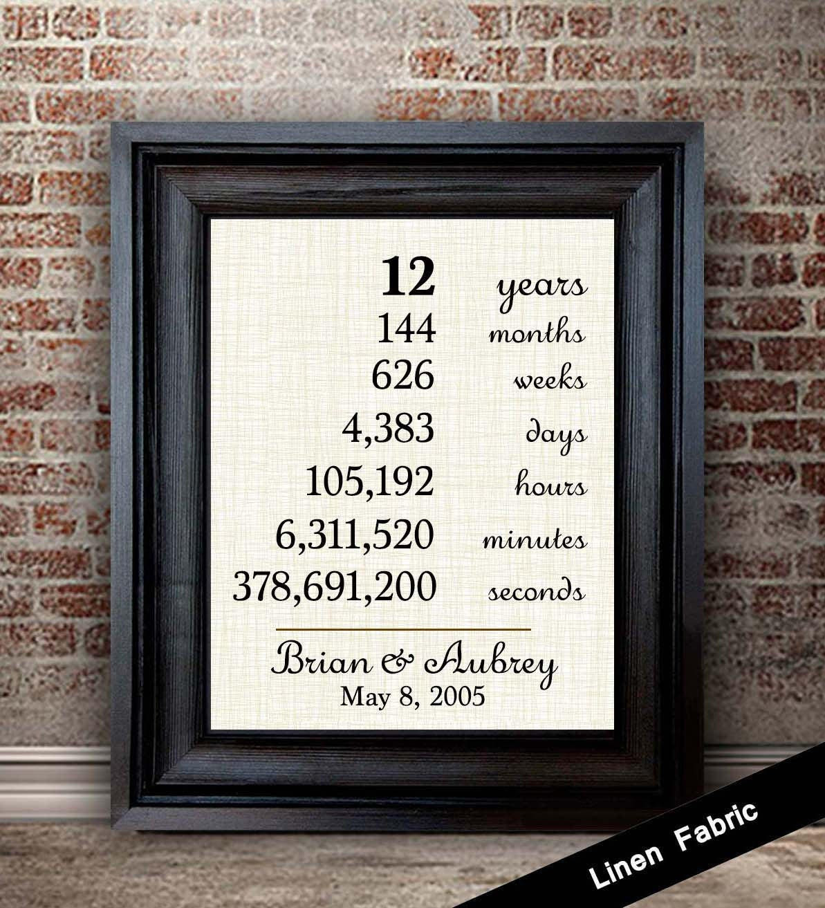 12Th Anniversary Gift Ideas
 12th Anniversary Gift for Wife 12 Year Anniversary Gift for