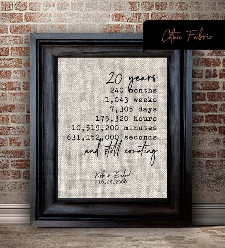 20Th Anniversary Gift Ideas For Parents
 20th Anniversary Gift for Husband Wife 20 Year Anniversary