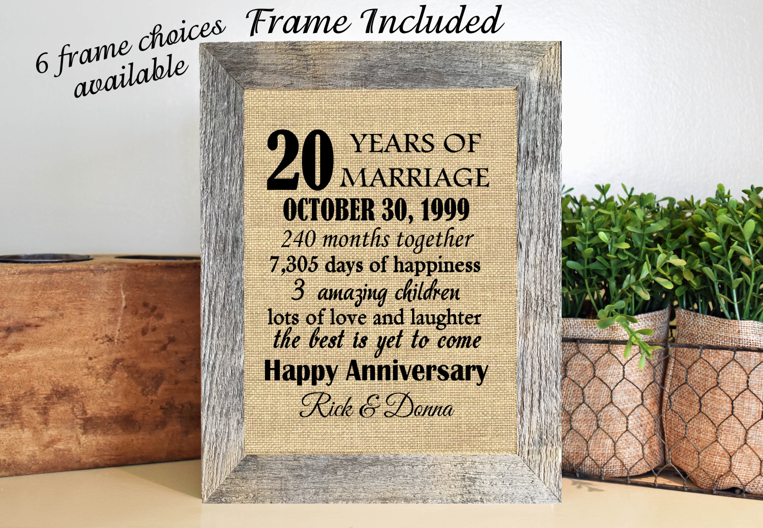 20Th Anniversary Gift Ideas For Parents
 Personalized 20th Anniversary Gift