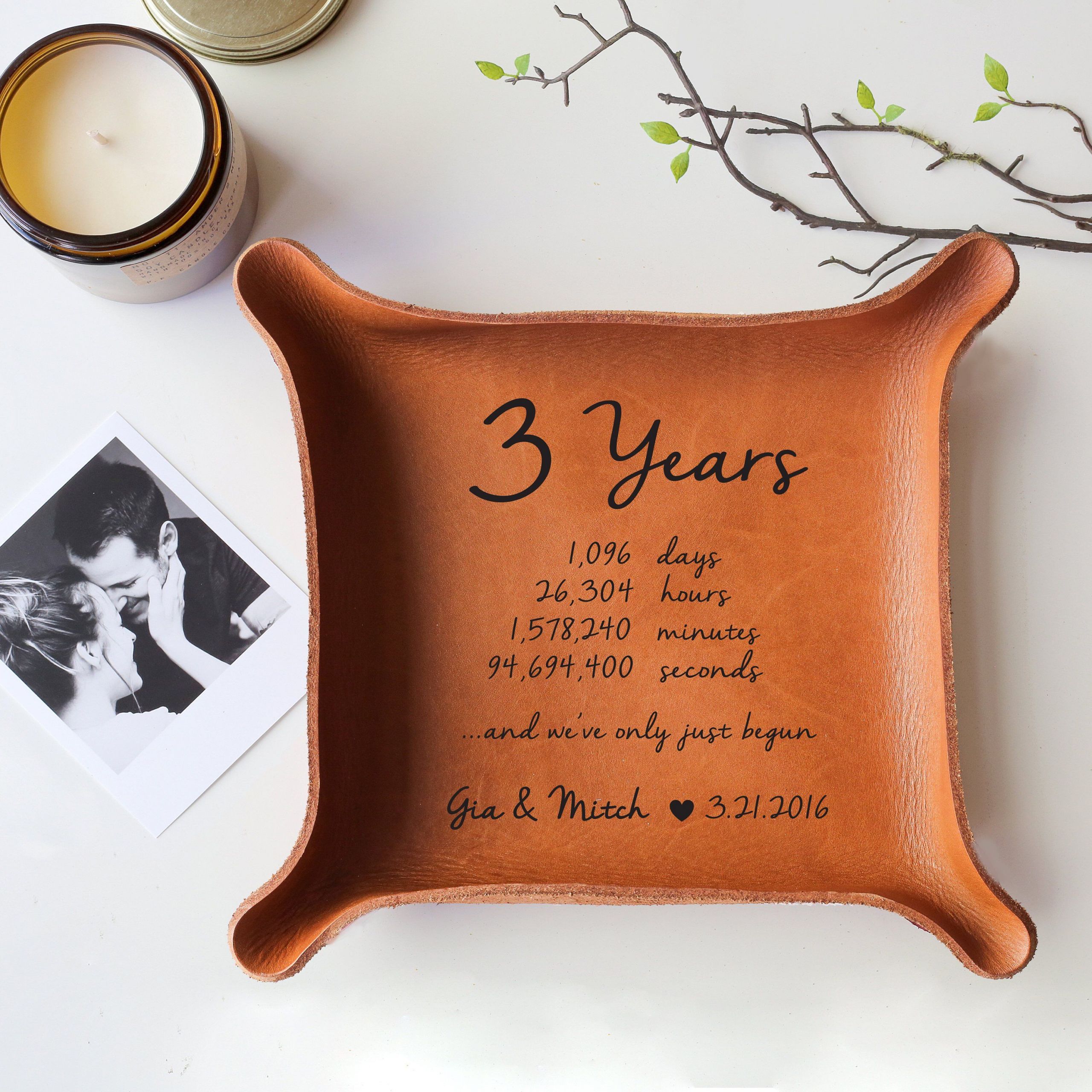 3 Year Anniversary Leather Gift Ideas For Him
 Leather Tray with Your Vows or Song Leather Anniversary