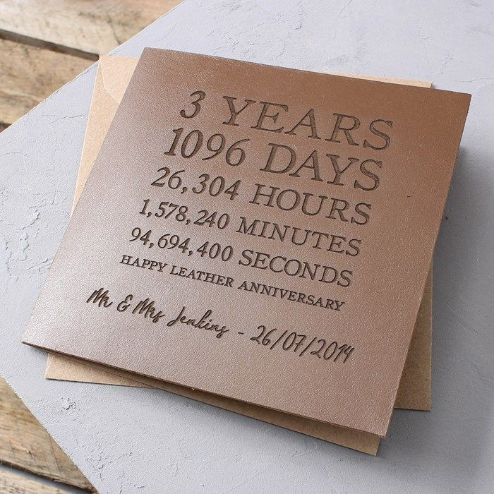 3Rd Wedding Anniversary Gift Ideas
 Personalised Time Card Leather 3rd Anniversary