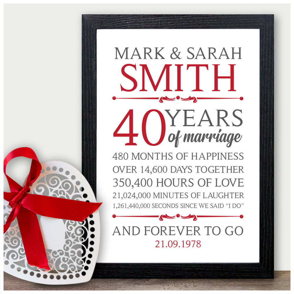 40 Year Wedding Anniversary Gift Ideas
 40th Wedding Personalised Anniversary Gifts 40 Wedding