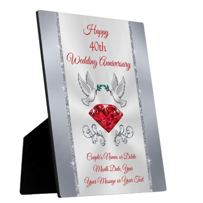 40 Year Wedding Anniversary Gift Ideas
 Personalized Ruby 40 year Anniversary Gift Ideas Plaque