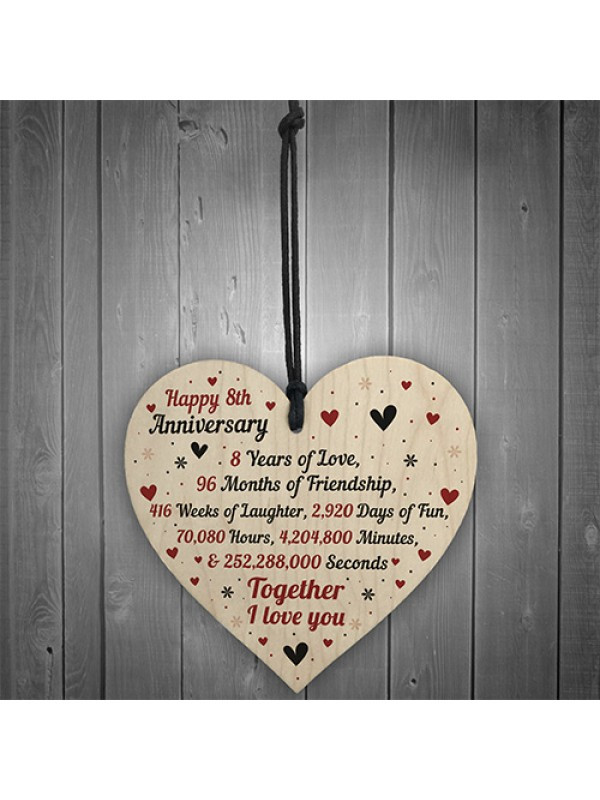 8Th Anniversary Gift Ideas For Him
 8th Wedding Anniversary Gift For Him Her Wood Heart Keepsake