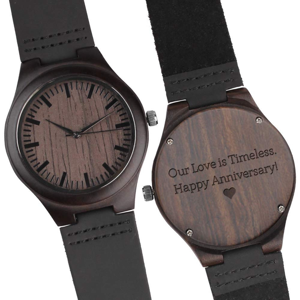 Anniversary Gift Ideas For Guys
 Engraved Wooden Watches Our Love is Timeless Happy