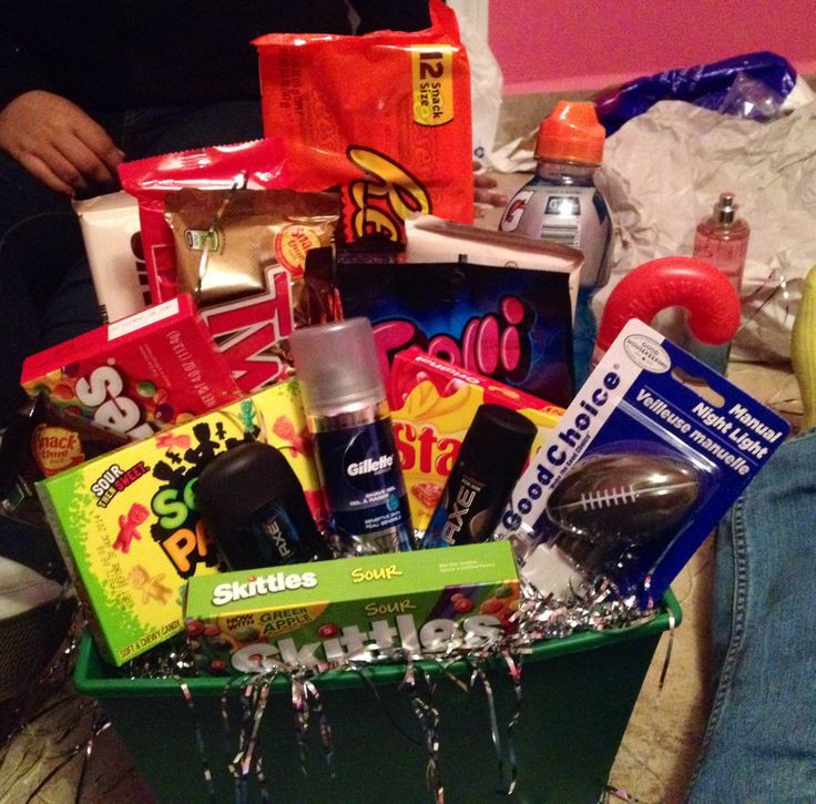 Christmas Gift Ideas For Boyfriend Pinterest
 Gift basket I made my boyfriend for Christmas