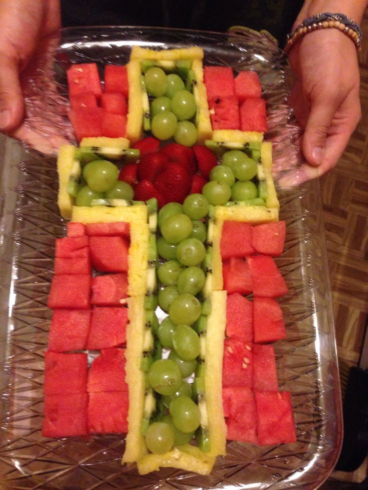 Easter Fruit Tray Ideas
 Cross fruit platter for a Baptism party