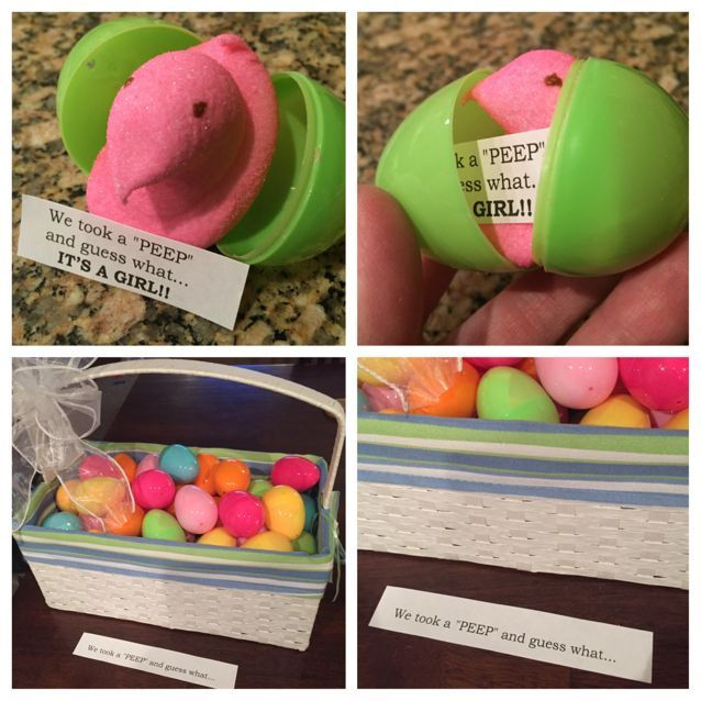 Easter Gender Reveal Ideas
 This Peep in an egg is perfect for an Easter gender