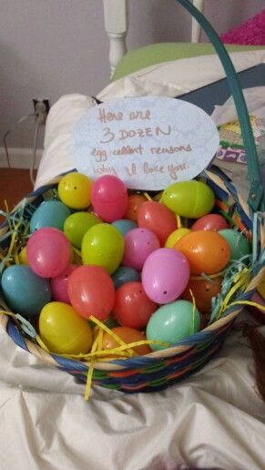 Easter Gifts For Him
 Easter t for my boyfriend Filled each egg with a