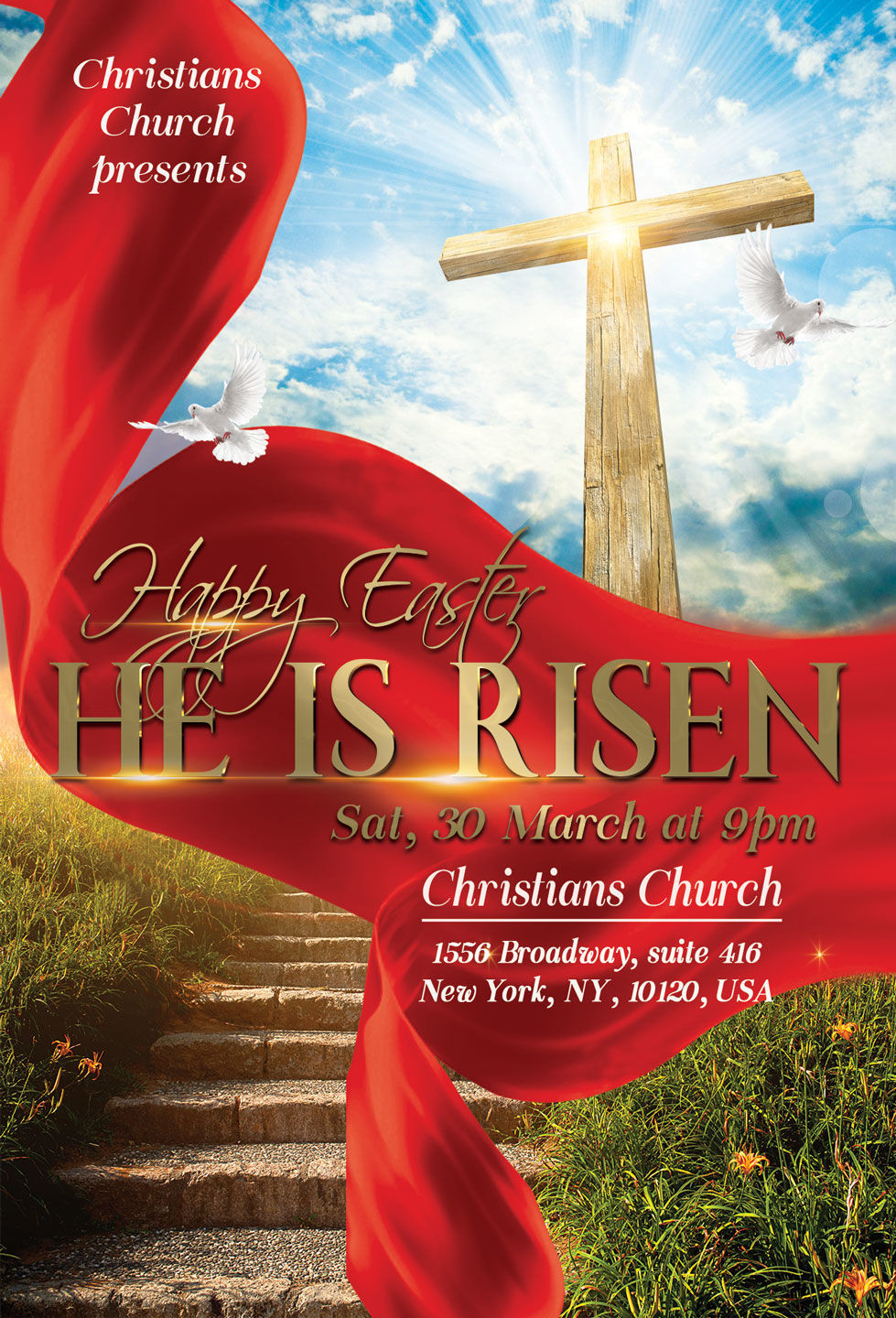 Easter He Has Risen Quotes
 He Is Risen Happy Easter Church Flyer By artolus