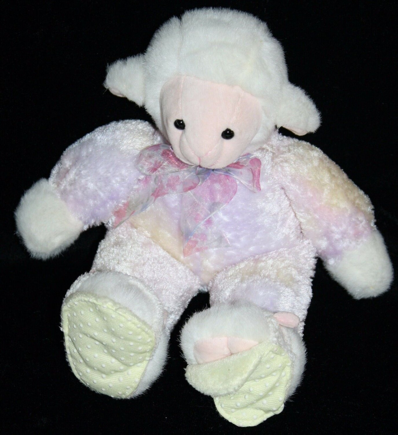 Easter Lamb Stuffed Animal
 Aurora Baby EASTER LAMB 11" Pastel Tie Dye Purple Plush
