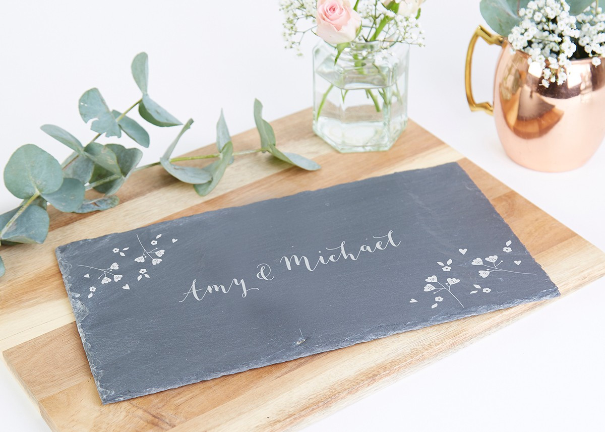 Engagement Gift Ideas For Young Couples
 Engagement Gift for Couple Floral Personalised Slate Board