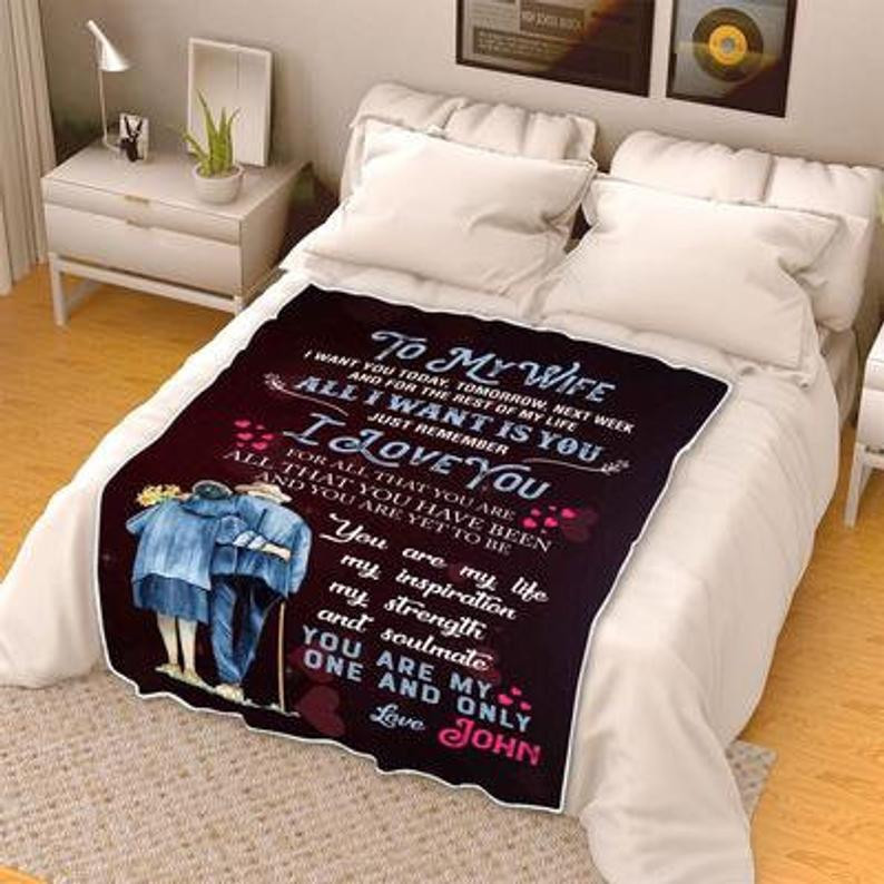 Gift Ideas For My Girlfriend
 To My Wife All I Want Is You Custom Blanket Christmas Gift