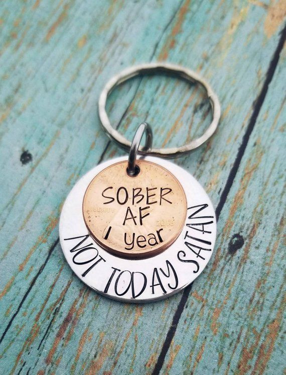 Gift Ideas For Sobriety Anniversary
 Sober AF Sobriety Gift 1 year Sober Penny Keychain