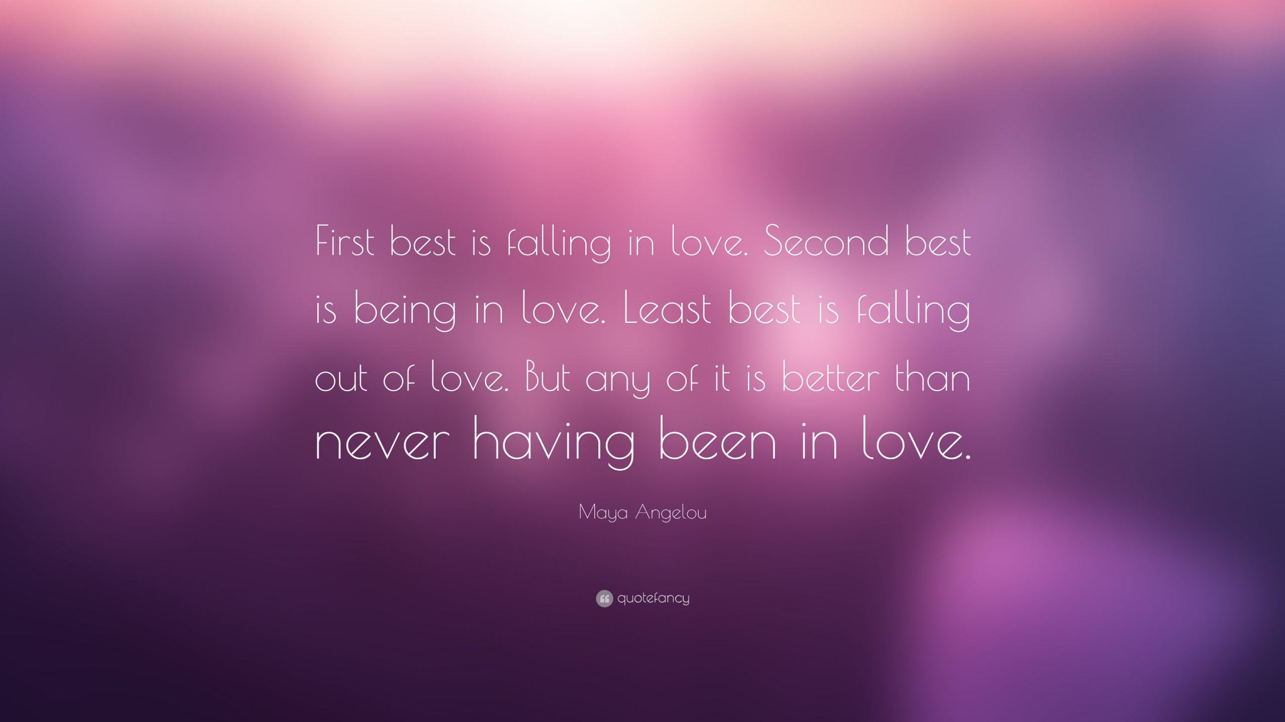 Quotes On Being Inlove
 Maya Angelou Quote “First best is falling in love Second
