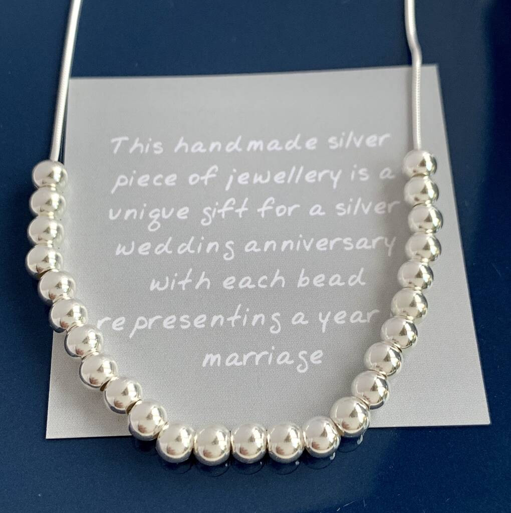 Silver Anniversary Gift Ideas
 25th Silver Wedding Anniversary Gift Necklace By Handmade