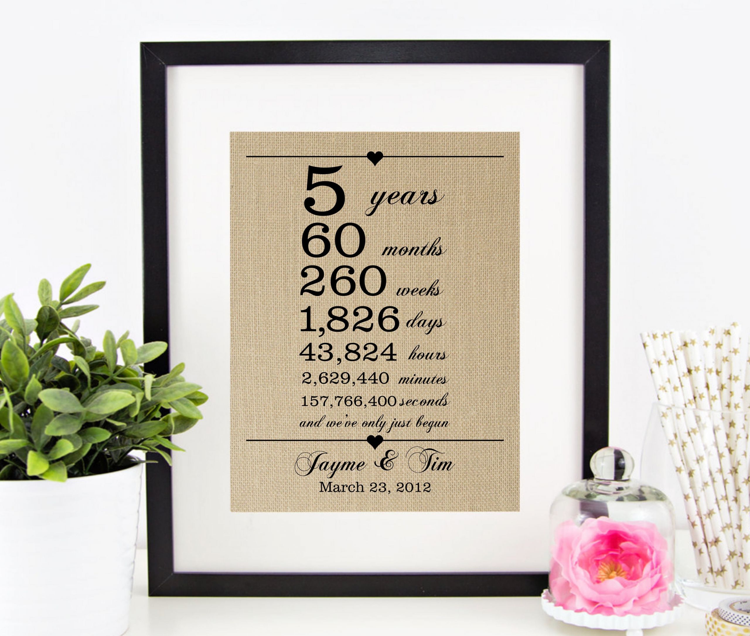 Traditional Anniversary Gift Ideas
 5 Wedding Anniversary Gift Personalized 5th 15th 25th